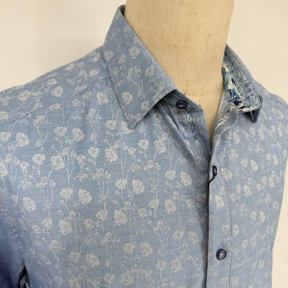 Robert Graham Woven Button Front Long Sleeve Shirt ABBOTT KINNEY Light Blue  M - Picture 4 of 10